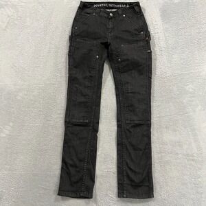 Dovetail Workwear Pants Womens 6 The Maven Slim Black Double Knee 32" Inseam